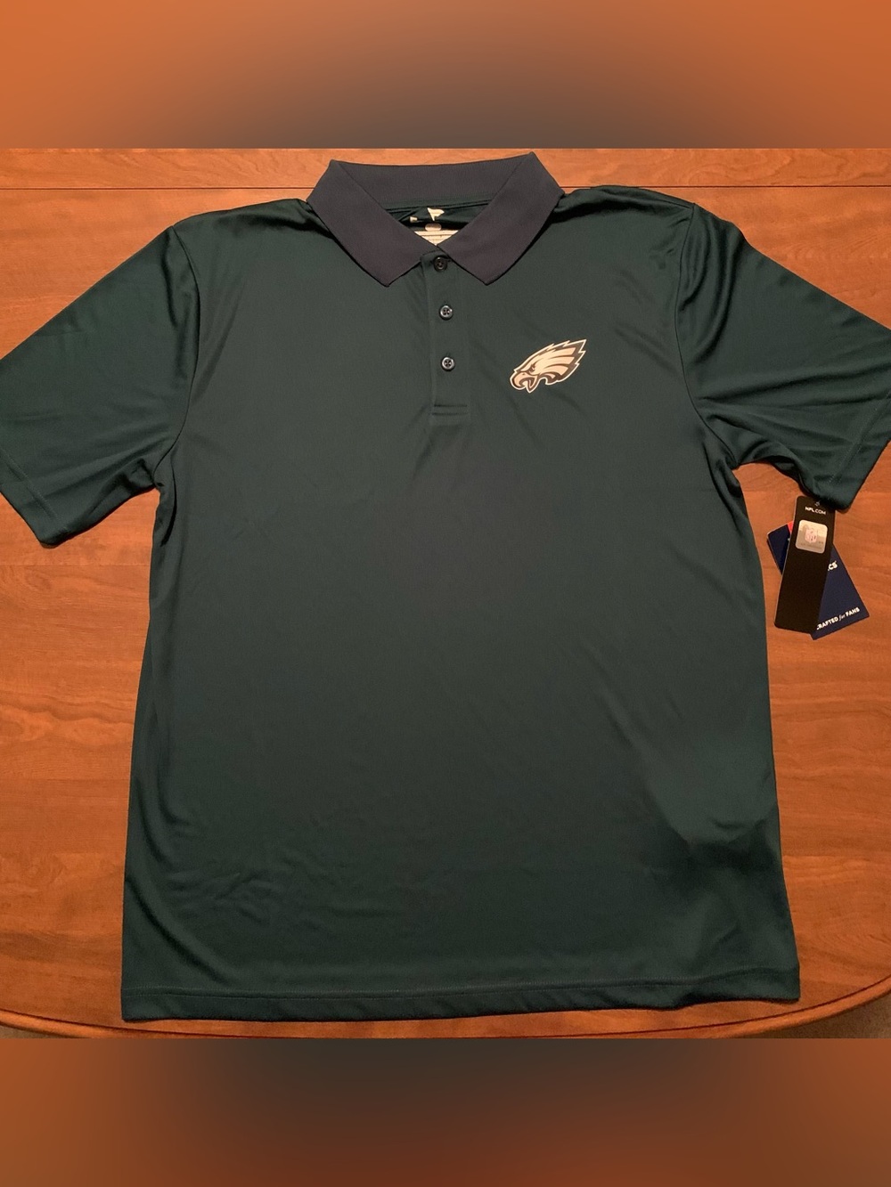 Fanatics Dark Green Polo with Navy Collar and Eagle Logo